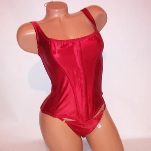 Conjunto de corsé y bragas lencería Victoria Secret Bustier rojo 100 % seda deshuesado liso - Imagen 1 de 21