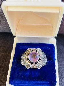 925 Sterling Silver Vintage Amethyst & Marcasite Gemstone Ring Size 7 - Picture 1 of 8