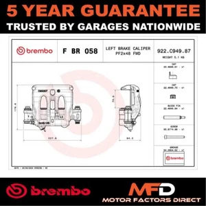 Brake Caliper Front Left Brembo Fits Mercedes Sprinter 2018- 2.1 CDi - Picture 1 of 4