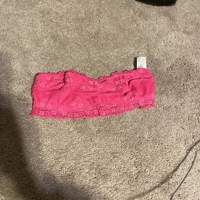 Gilly Hicks A & F 无衬里蕾丝头巾热粉色 S 码 — 第 1/4 张图片
