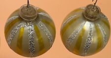2nd Lot: 2 Vintage Christmas SHINY BRITE Mercury Glass Ornaments Striped *READ*