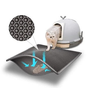 Cat Litter Mat Double Layer Waterproof Urine Proof Trapping Mat 24"X15" Gray - Picture 1 of 7