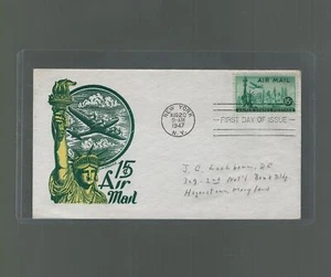 US Airmail Cover New York to Hagerstown Maryland 1947 US Scott c35 FDC Staehle - Picture 1 of 2