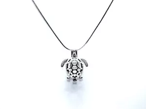 Collana ciondolo gabbia perle tartaruga marina argento - regalo perfetto per gli amanti della vita marina - Foto 1 di 29