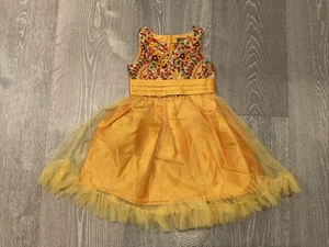 ATUN All Things Uber Nice Gold Yellow Embroidered Dress 4-5Y New - Picture 1 of 9