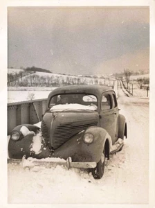 1937 Willys Model 37 or 1938 Willys Model 38 - Stuck in the Snow - 3" x 4" Photo - Picture 1 of 2