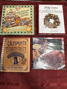 Lot of 4 Holiday Christmas cookbooks Thanksgiving turkey fryer recipes - Bild 1 von 5