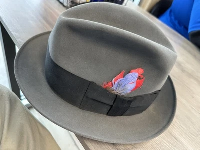 Fedora de fieltro de piel Cavanagh New York vintage - talla 7 1/4 - gris sable - grado 990 Foto 1 de 4