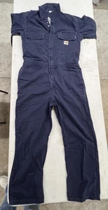 Carhartt Coveralls Mens 40 Regular Blue Flame Resistant Workwear FR HRC2 Cotton - Picture 1 of 16