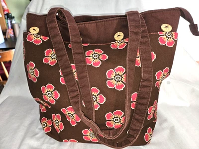 Longaberger Homestead Algodón Marrón y Rojo Floral Bolso de Mano Cartera/Pequeño Bolso de Mano 3 n 1 Foto 1 de 4