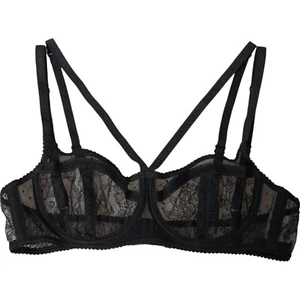 DOLCE & GABBANA Underwear Black Floral Lace Nylon Balconcino Bra IT2 / S 530usd - Picture 1 of 7