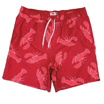Old Navy Swim Trunks Shorts Mens 2XL XXL (36x8) Lobster Print Mesh Lined Red - Image 1 of 4