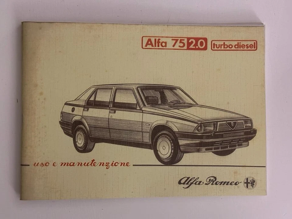 Libretto uso e manutenzione Alfa Romeo Alfa 75  2.0 Turbo Diesel - Immagine 1 di 1