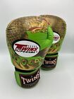 Boxing Gloves Twins Special Hand Made Thailand FBGV-49 Green Gold Fancy 12 Oz