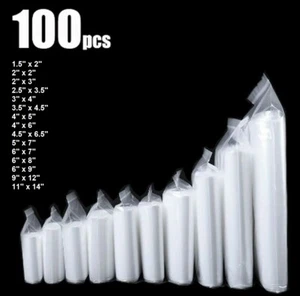 Lot of 100pcs Clear Reclosable Zip lock Plastic Bags 2-MIL Poly Zipper Baggies - Picture 1 of 12