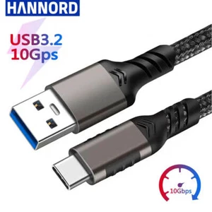 USB3.2 10Gbps Cable USB A to USB-C Cable 10Gbps Nylon Braided Cord 3A 60W PD - Picture 1 of 12