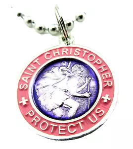 Collar Medalla de Surf St. Christopher Protector de Viaje pr-pi Púrpura-Rosa Pequeño - Imagen 1 de 4