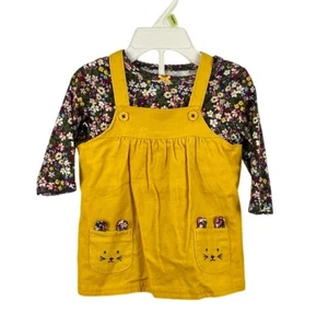 Carters zweiteiliges geblümtes gelbes Cordkleid Häschen Kaninchen Kleinkind Größe 3 Monate - Bild 1 von 3