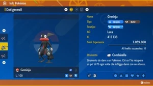 Greninja Shiny 6IV Battle Ready Pokemon Scarlatto, Violetto Scarlet, Violet - Picture 1 of 2