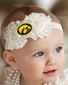 Diadema Iowa Hawkeyes bebé/niño pequeño flor en mal estado moño - Imagen 1 de 2