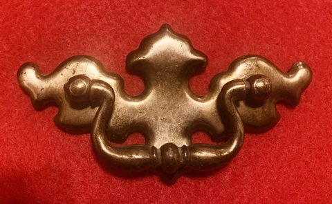 Brass Chippendale Vintage Antique Hardware Drawer Pull 2 1/2” centers Batwing Cover