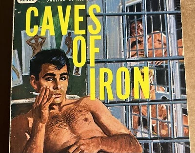 CAVES OF IRON - 1968 CHRIS DAVIDSON - BONFILS ART- VTG PULP NOVEL GAY INTEREST - Image 1 of 3