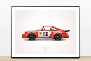 1975 911 Carrera 3.0 RSR (24 Ore di Le Mans) Stampa Poster Illustrazione (18x24) - Foto 1 di 2