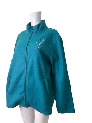 Abrigo Chaqueta Polar Anna De Lancay Talla L Mujer EU44 Azul Turquesa Bolsillos Cremallera Foto 1 de 4