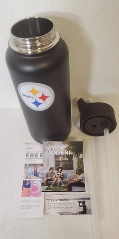 SimpleModern 32oz Pittsburgh Steelers Waterbottle NFL Summit with 2 straws Cover