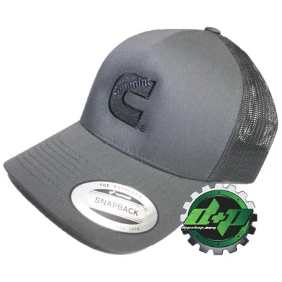 Cummins trucker hat ball cap snapback gray black summer mesh centered logo - Image 1 of 2