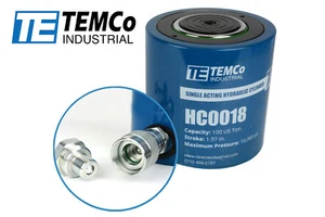 TEMCo HC0018 - Hydraulic Cylinder Ram Single Acting 100 TON 2" Inch Stroke - Afbeelding 1 van 9