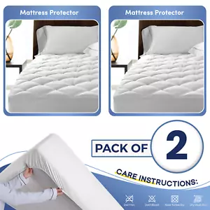 2 PACK EXTRA DEEP QUILTED MATTRESS PROTECTOR FITTED BED TOPPER COVER ALL SIZES - Picture 1 of 32