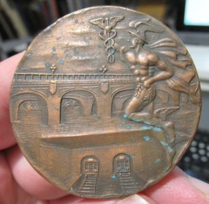 SCARCE 1913 Commemoration Medal: Commencement of Dual Subway System Queens NY - Picture 1 of 3