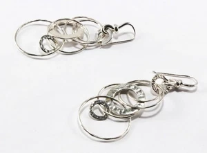 IPPOLITA JET SET 925 STERLING SILVER INTERCONNECTED CIRCLES DROP HOOK EARRINGS - Picture 1 of 7
