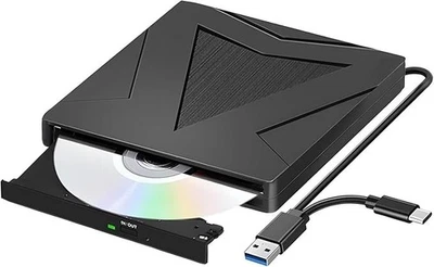 External CD DVD Drive Type-C USB 3.0 Portable Optical Drive CD DVD Player RW NEW - Image 1 of 4