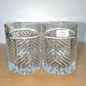 Herringbone Crystal Cut Rocks Glasses Set of 2 Ralph Lauren brand new no/box - Picture 1 of 12