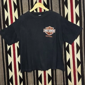 harley davidson moscow VTG t-shirt Sz L Blk Preowned - Picture 1 of 5