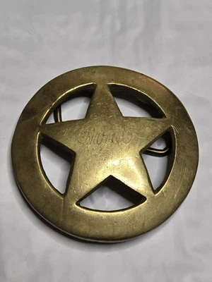 Vintage Texas Ranger Lone Star Badge Solid Brass Belt Buckle  - Image 1 of 3