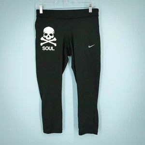 Nike Soulcycle Size Medium M Black Skull Bones Relay Run Active Leggings - Picture 1 of 6