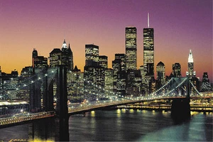 PÓSTER DE VIAJE Puente de Brooklyn Puesta de sol - Imagen 1 de 1
