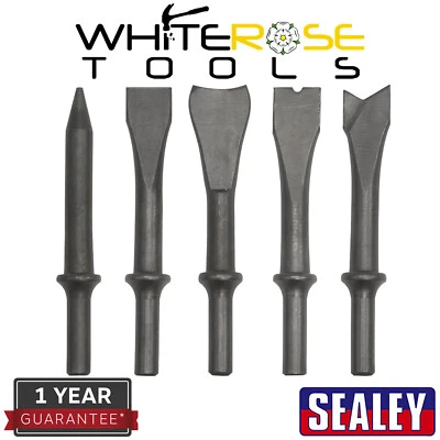 Sealey Chisel Set For Air Hammer 5pc 120mm .401" Shank - Image 1 of 3