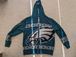 Philadelphia Eagles Full ZIP Christmas Sweater/Jacket NFL Apparel Mens XL 