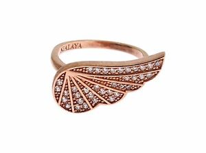 NIALAYA Ring Authentic Womens Clear CZ Pink Gold 925 Silver US5 / EU50 RRP $140 