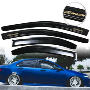 Fit For 04-08 Acura TSX Side Window Visor Smoke Rain Guard Shade w/ Gold Mugen - Picture 1 of 5