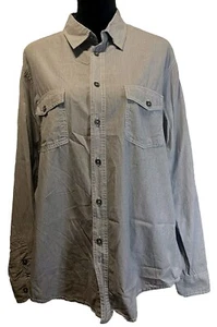 Retro Fit Mens Long Sleeve Button Up Sz L Gray Handmade Bangladesh Casual Office - Picture 1 of 10