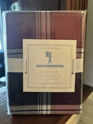 Pottery Barn pillow SHAM Plaid Christmas holiday party red gift school Disney , - Image 1 of 4