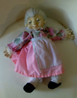 Cute Sleepy-Eyed Granny Homemade Plush Toy Rag Doll In Pink Dress.