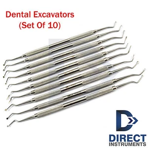 SET OF 10 DENTAL SPOON BLADE EXCAVATORS RESTORATIVE COMPOSITE CAVITY CARIOUS KIT - Picture 1 of 9