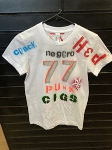 DUANE PETERS PUNK ROCK SKATE AMERICAN APPAREL GIRLS TEE SZ M 77Cigs US BOMBS - Picture 1 of 2