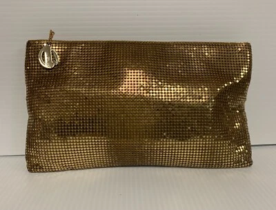 Bolso de noche con cremallera de los años 50 de Whiting And Davis Clutch de malla dorada vintage Foto 1 de 4
